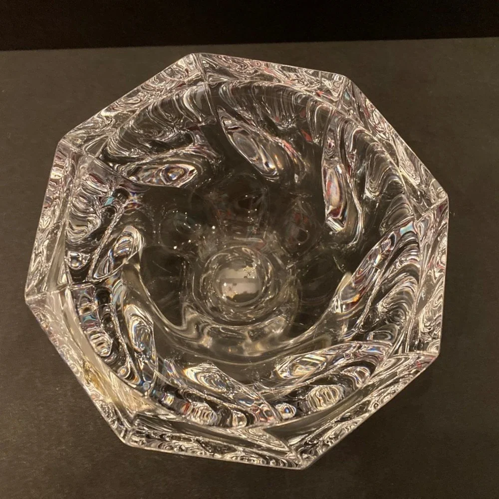 Orrefors Residence Crystal Bowl Swirl Heavy Unsigned 3.25